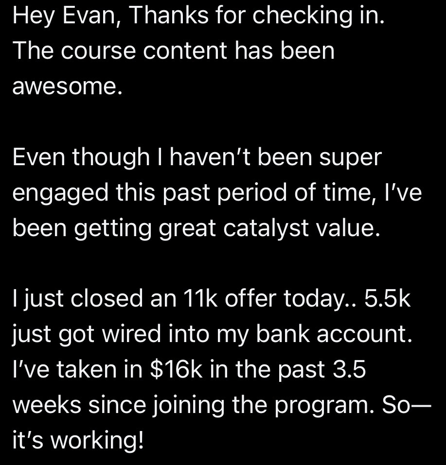 Student took in $16K in 3.5 weeks after joining Feral Creator